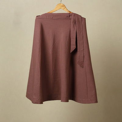 Brown - jhiri handloom plain cotton wrap around skirt 21