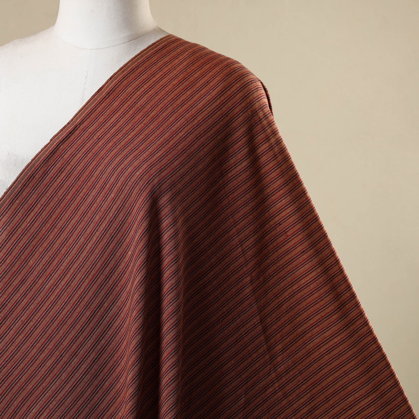 Brown - jhiri pure handloom cotton fabric 08 - handcrafted