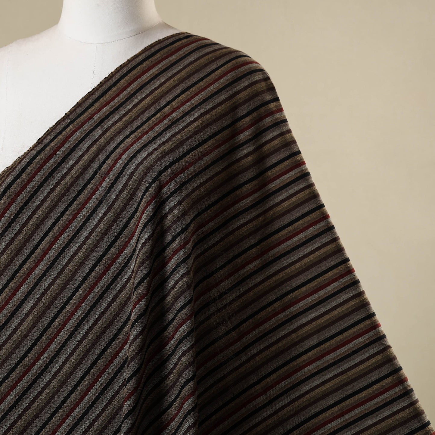 Brown - jhiri pure handloom cotton fabric 14 - handcrafted