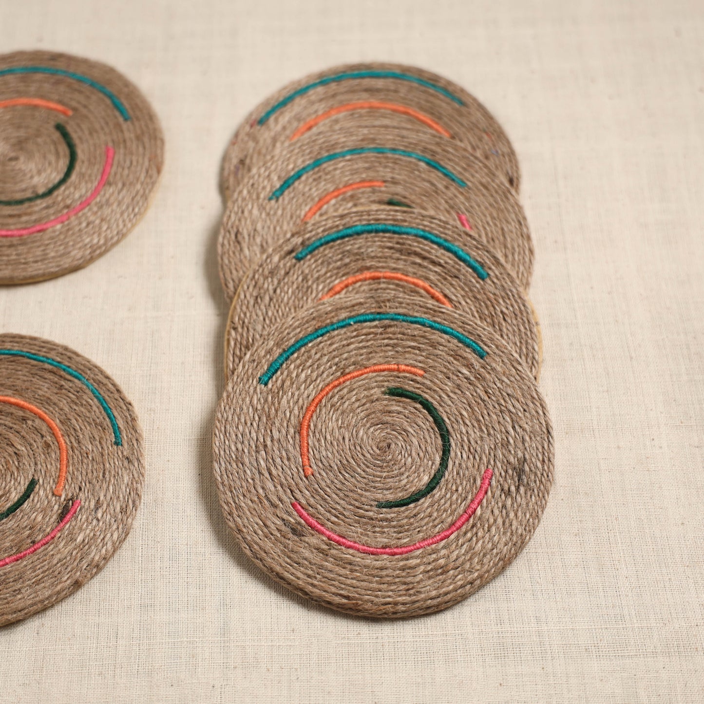 Jute handcrafted round coaster (set of 6) 03