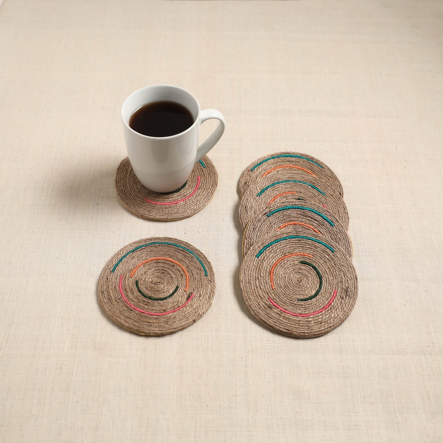 Jute handcrafted round coaster (set of 6) 03