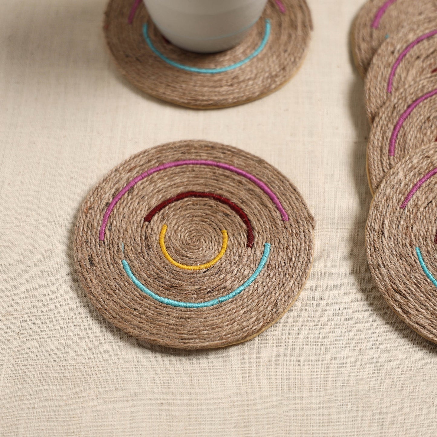 Jute handcrafted round coaster (set of 6) 05