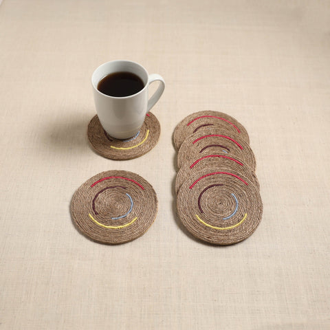 Jute handcrafted round coaster (set of 6) 06