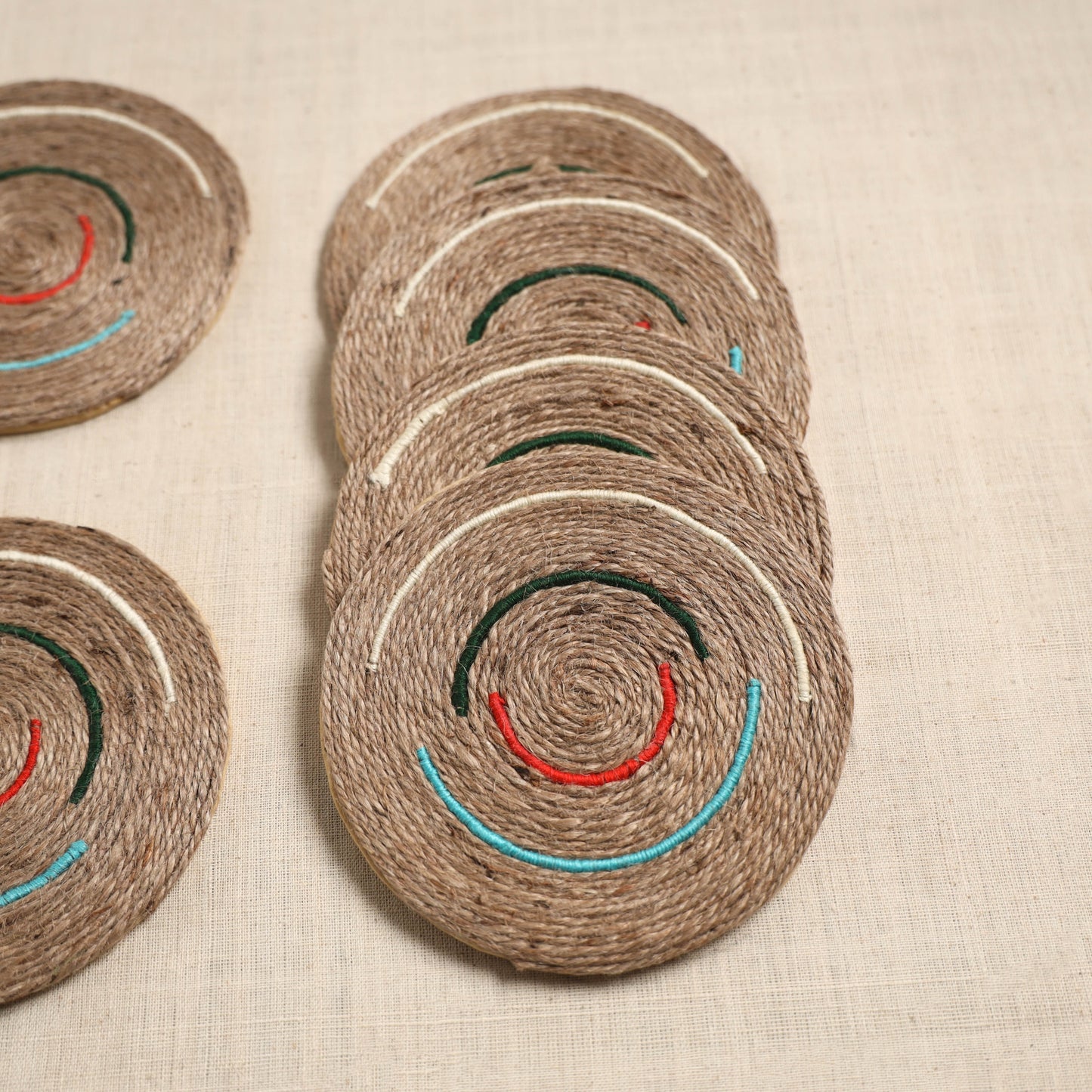 Jute handcrafted round coaster (set of 6) 08