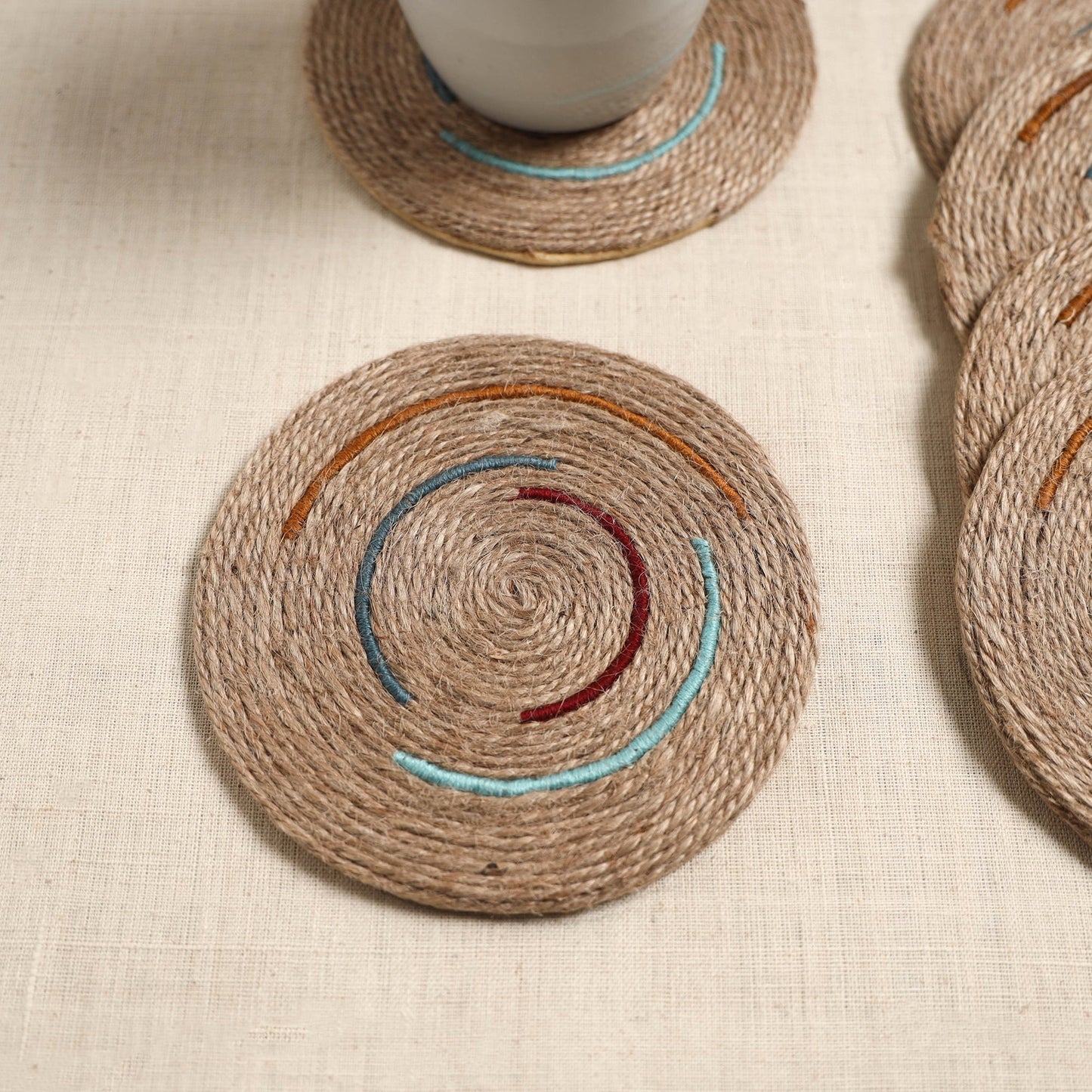 Jute handcrafted round coaster (set of 6) 09