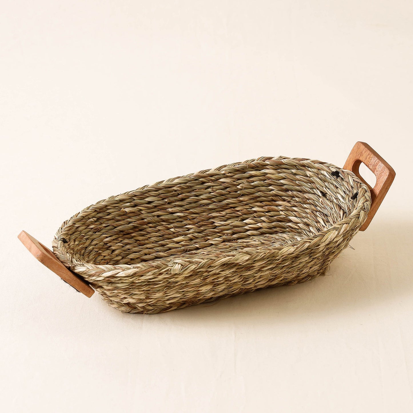  Brown Kadam Haat Handmade Sabai Grass Bread Basket (Set of 2) 