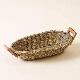  Brown Kadam Haat Handmade Sabai Grass Bread Basket (Set of 2) 