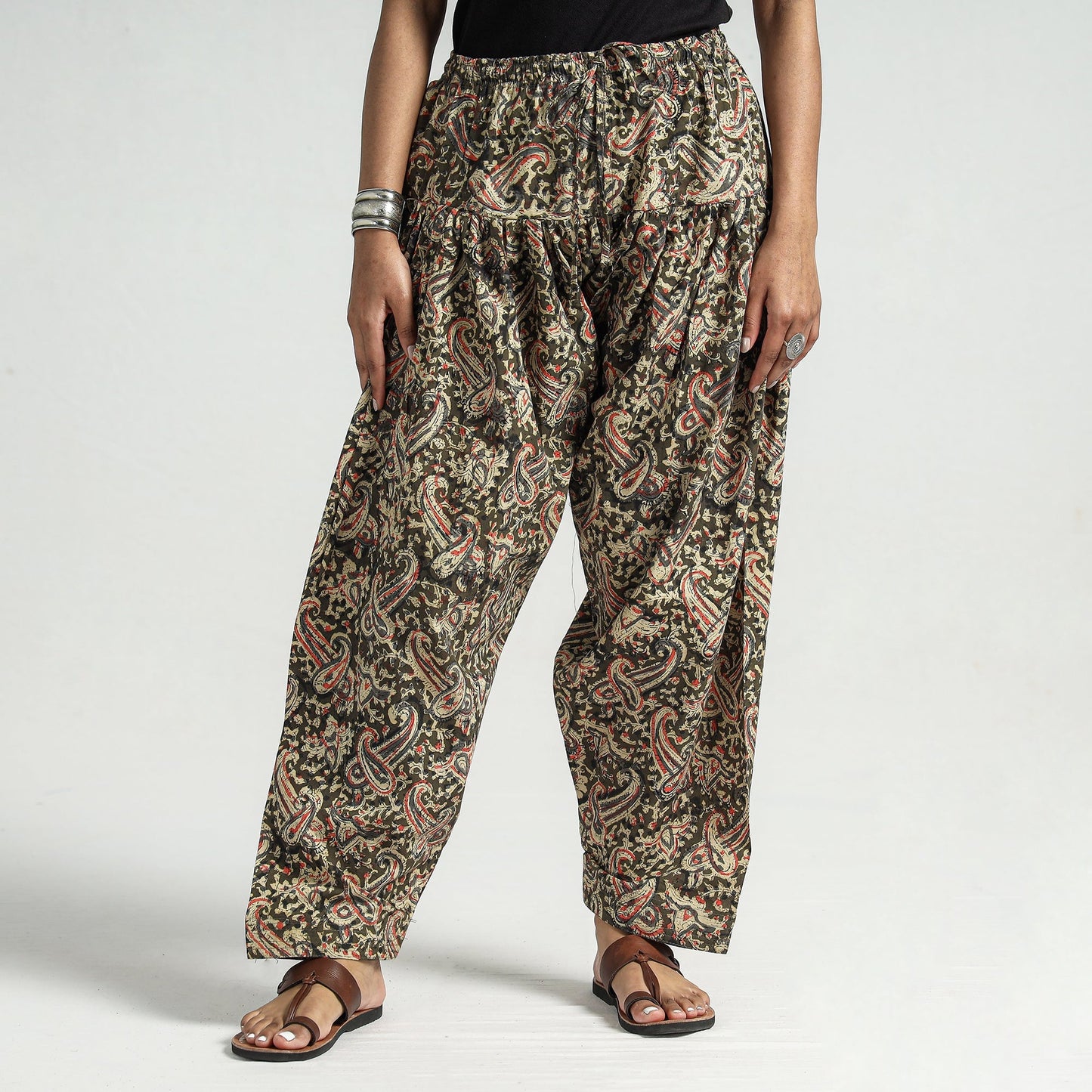 Buy Kalamkari Block Printed Cotton Elasticated Salwar Online at iTokri.com