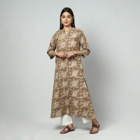 Kalamkari printed cotton long kurti - handcrafted