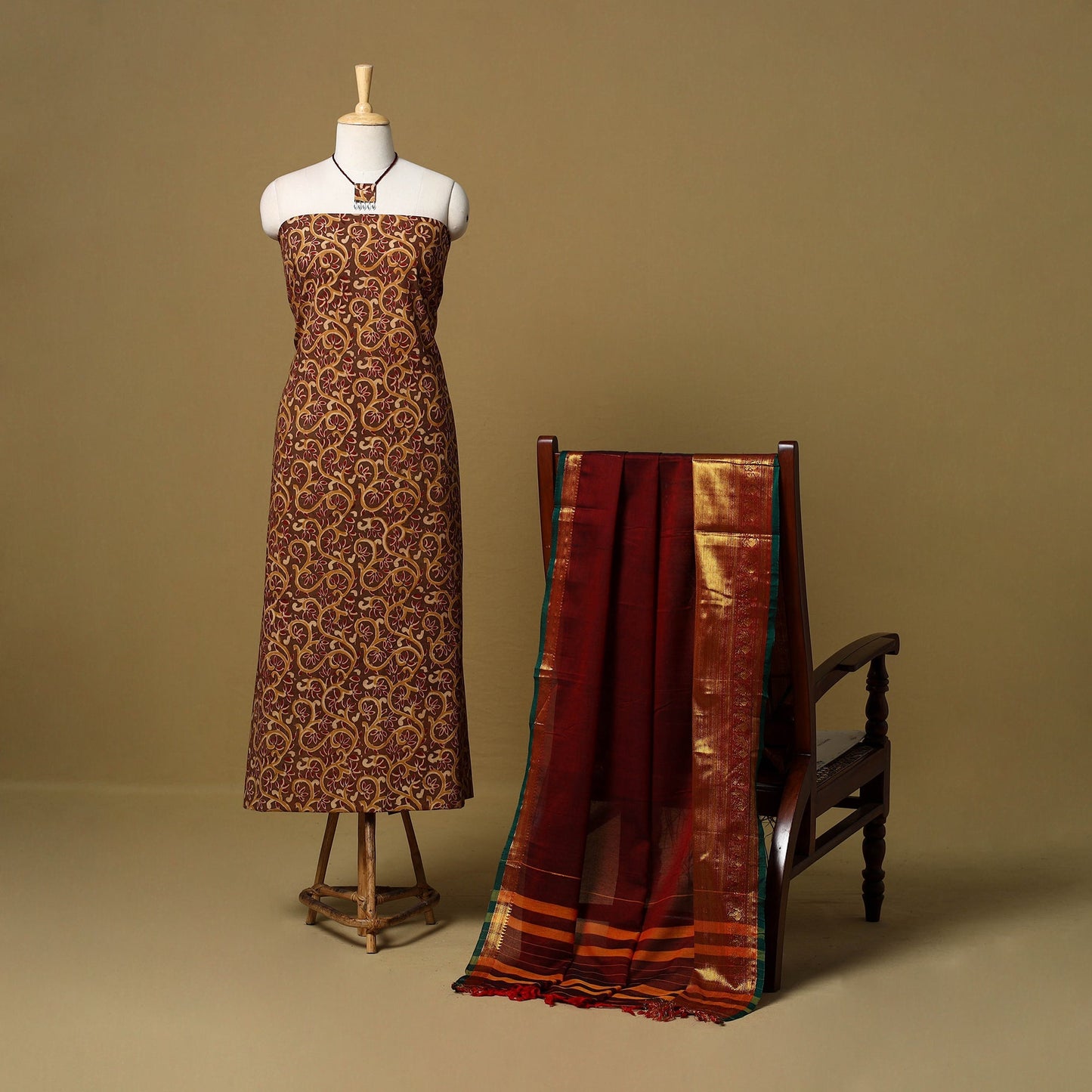 Kalamkari cotton 2pc unstitched dress material