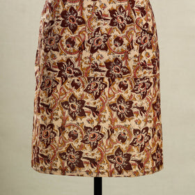 Brown Kalamkari Block Print Cotton Apron with Pocket