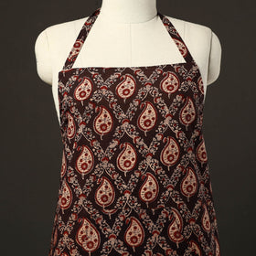Brown - kalamkari cotton apron with pocket 32 - handcrafted
