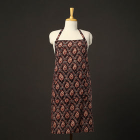 Brown - kalamkari cotton apron with pocket 32 - handcrafted