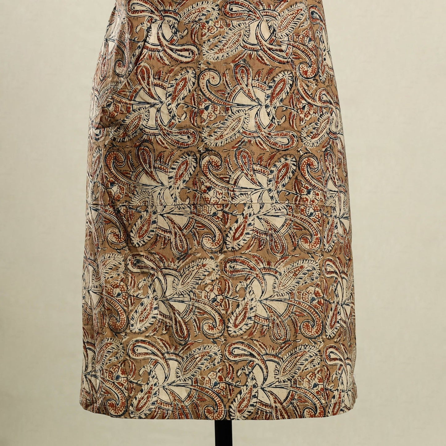 Brown - kalamkari cotton apron with pocket 36 - handcrafted