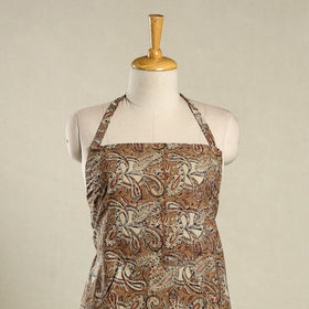 Brown - kalamkari cotton apron with pocket 36 - handcrafted