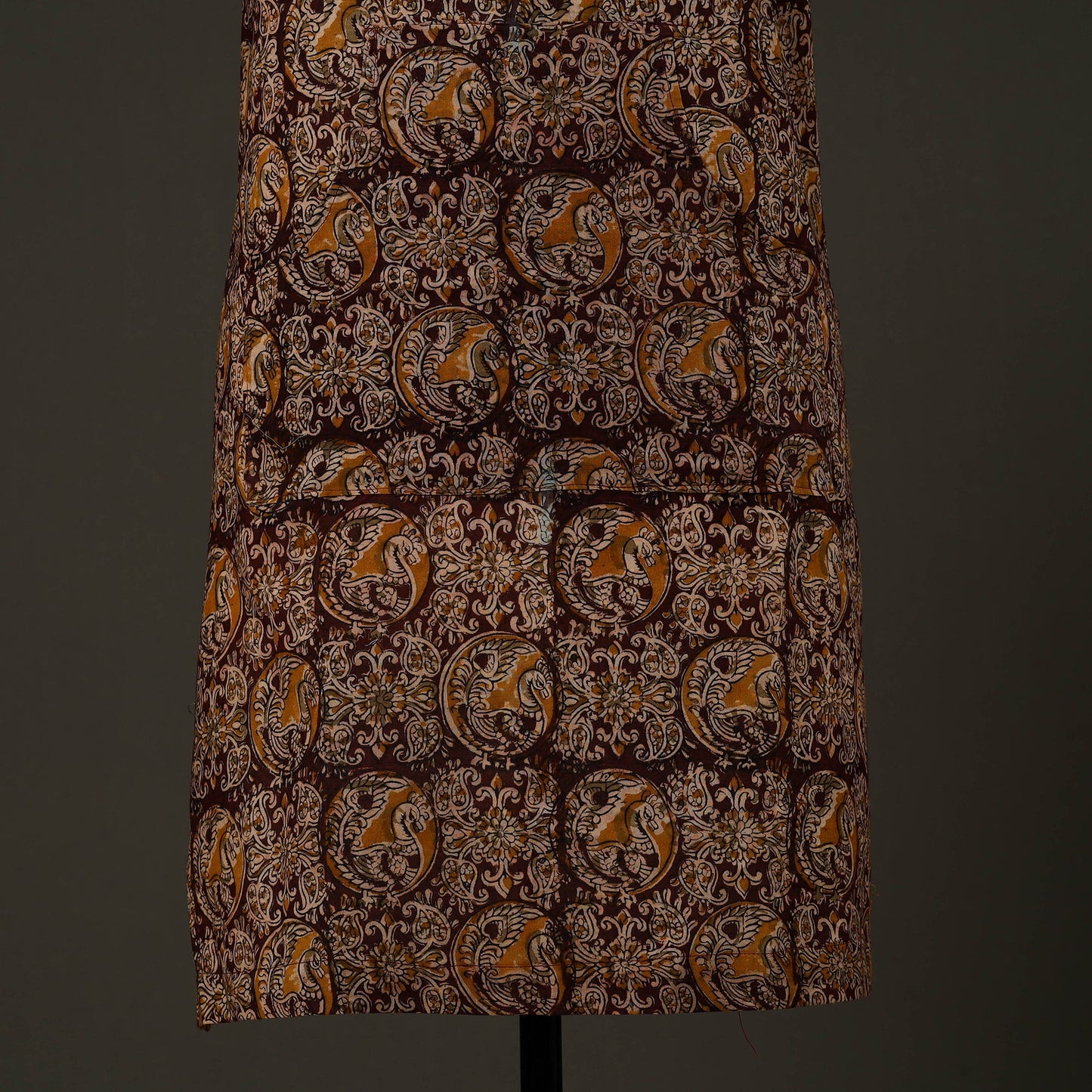Brown - kalamkari cotton apron with pocket 54 - handcrafted