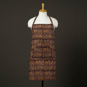 Brown - kalamkari cotton apron with pocket 54 - handcrafted