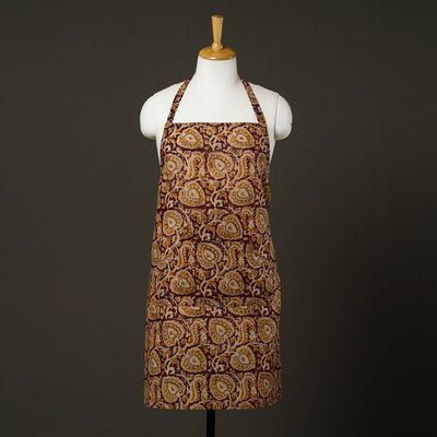 Brown - kalamkari cotton apron with pocket 61 - handcrafted