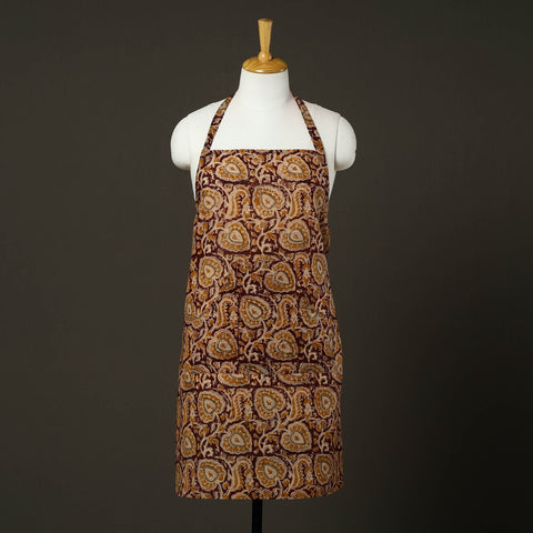 Brown - kalamkari cotton apron with pocket 61 - handcrafted