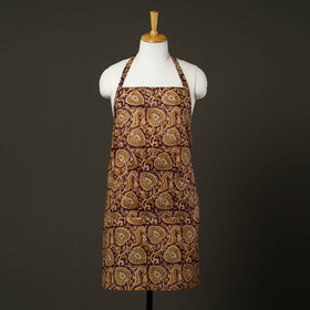 Brown - kalamkari cotton apron with pocket 61 - handcrafted