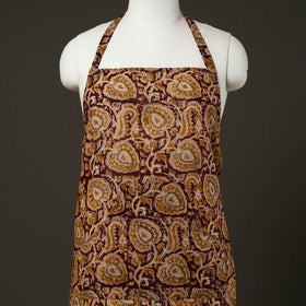 Brown - kalamkari cotton apron with pocket 61 - handcrafted