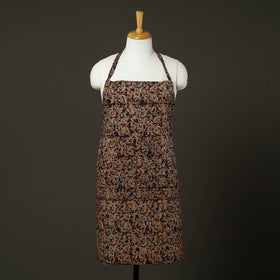 Brown - kalamkari cotton apron with pocket 62 - handcrafted