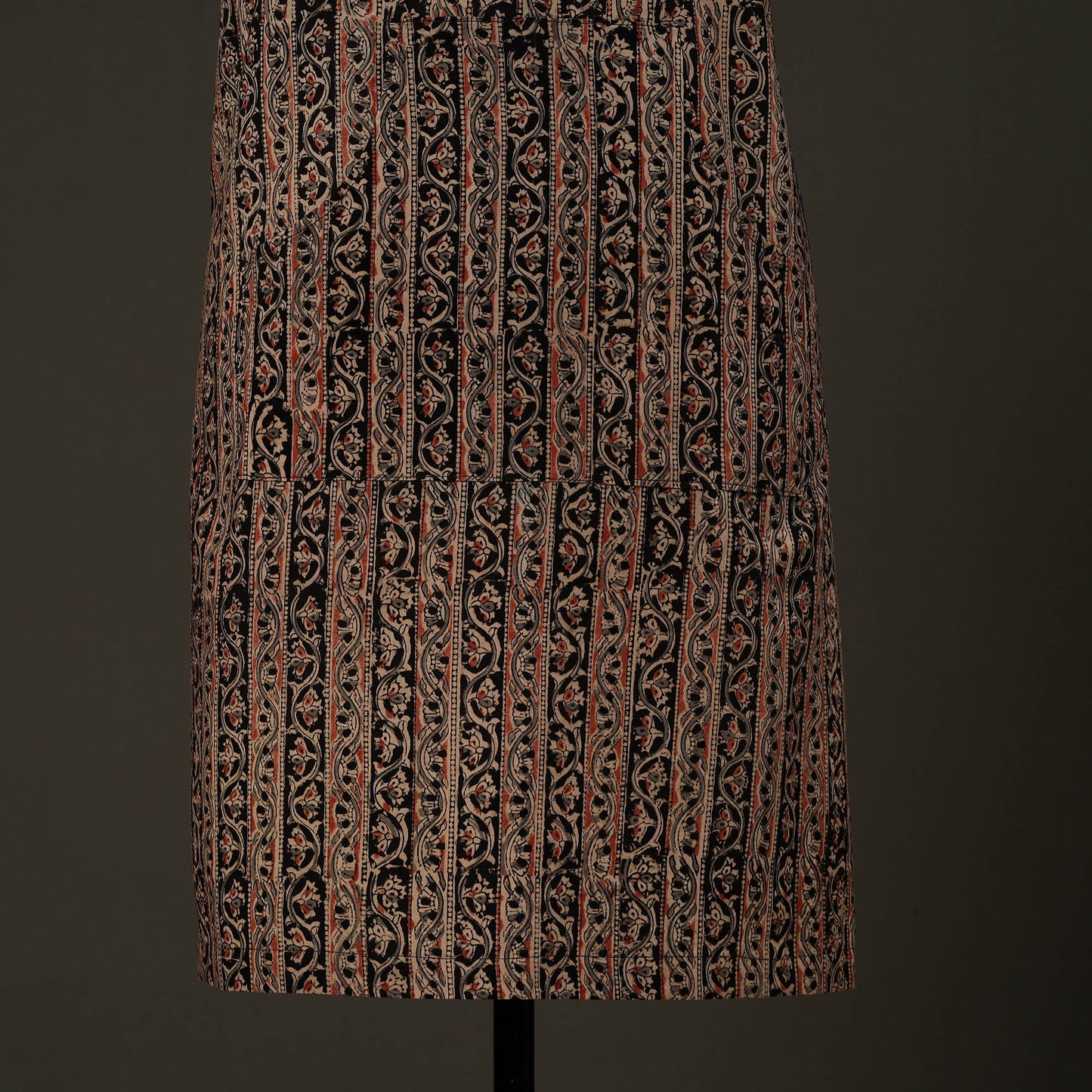 Brown - kalamkari cotton apron with pocket 63 - handcrafted