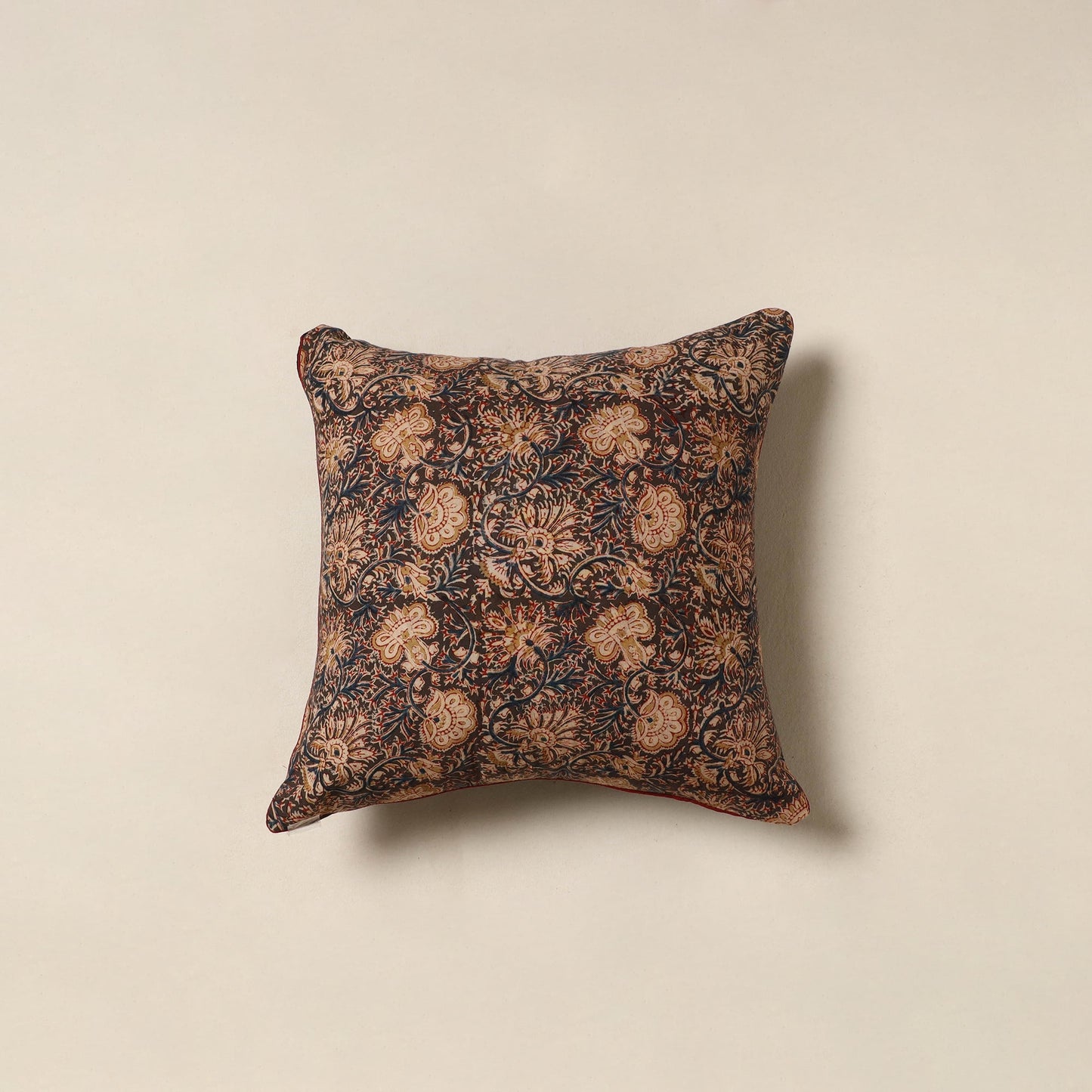 Brown - kalamkari cotton cushion cover 03 - handcrafted