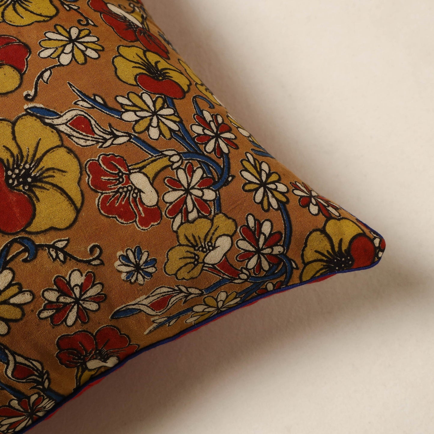 Brown - kalamkari cotton cushion cover 04 - handcrafted