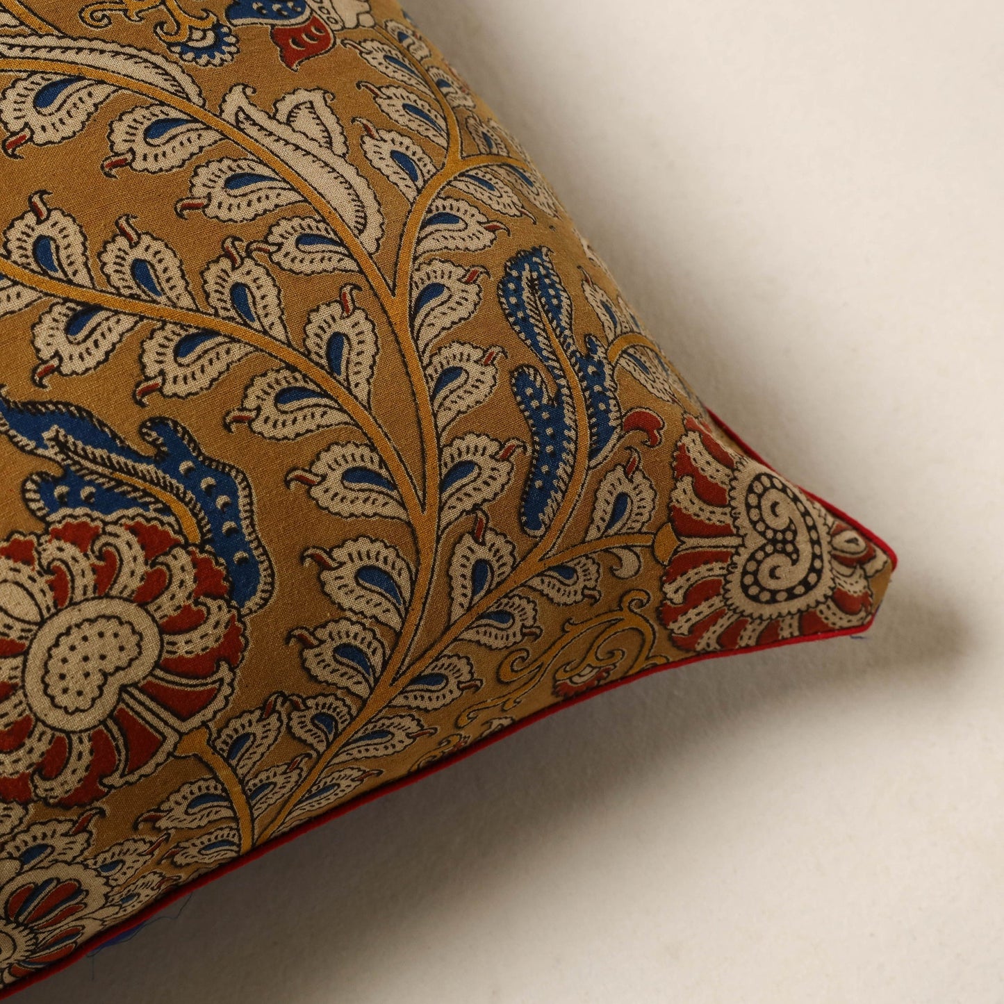 Brown - kalamkari cotton cushion cover 06 - handcrafted