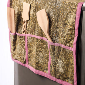 Brown Kalamkari Block Print Cotton Fridge Top Cover 