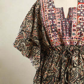 Buy Brown Kalamkari Cotton Kaftan with Desert Embroidery