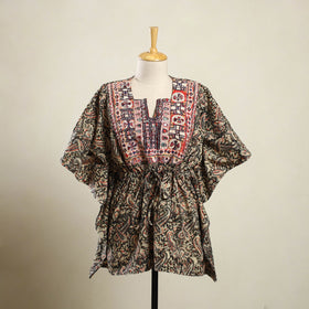 Buy Brown Kalamkari Cotton Kaftan with Desert Embroidery