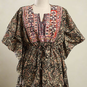 Buy Brown Kalamkari Cotton Kaftan with Desert Embroidery
