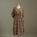 Brown Kalamkari Block Print Cotton Kaftan (Long)
