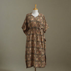 Brown Kalamkari Block Print Cotton Kaftan (Long)