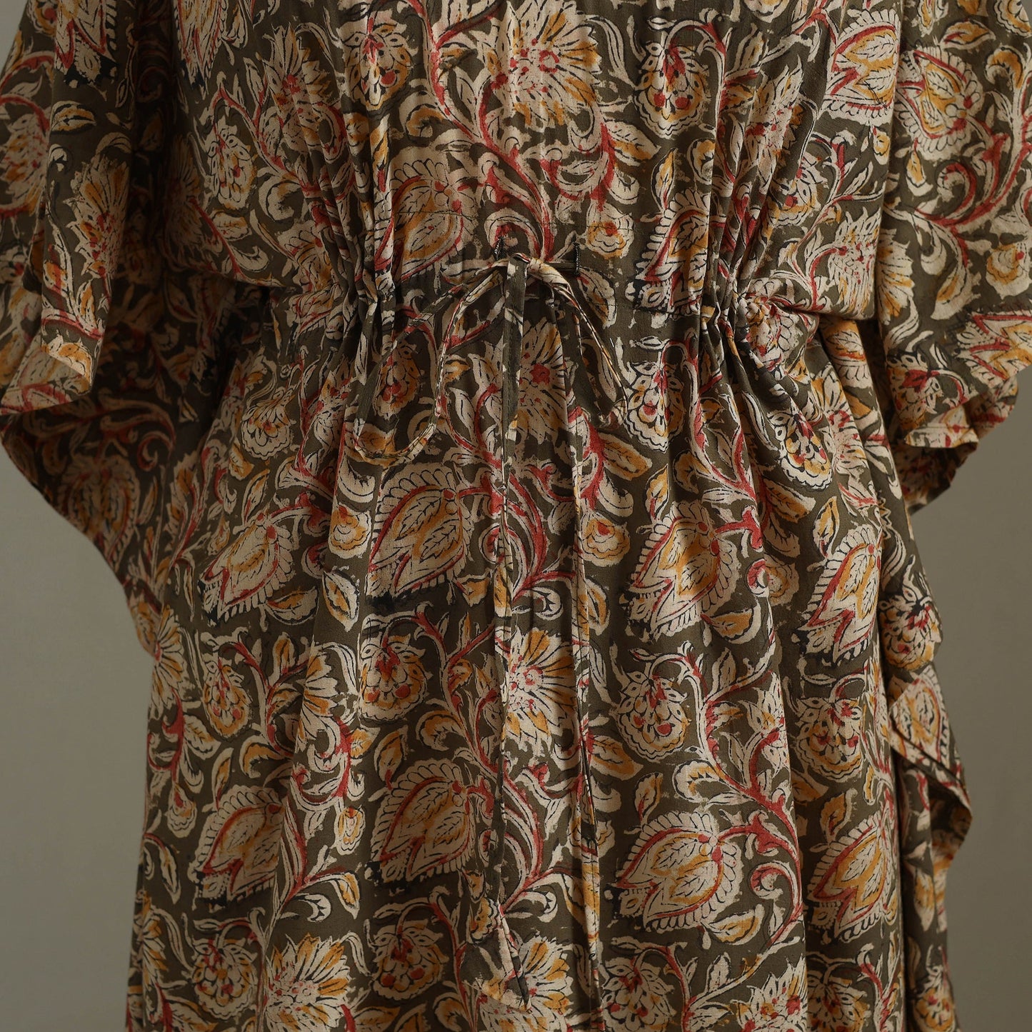 Brown Kalamkari Block Print Cotton Kaftan (Long)