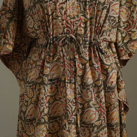Brown Kalamkari Block Print Cotton Kaftan (Long)