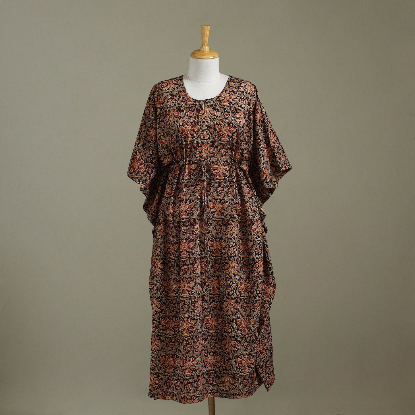 Brown - kalamkari cotton kaftan (long) 62 - handcrafted