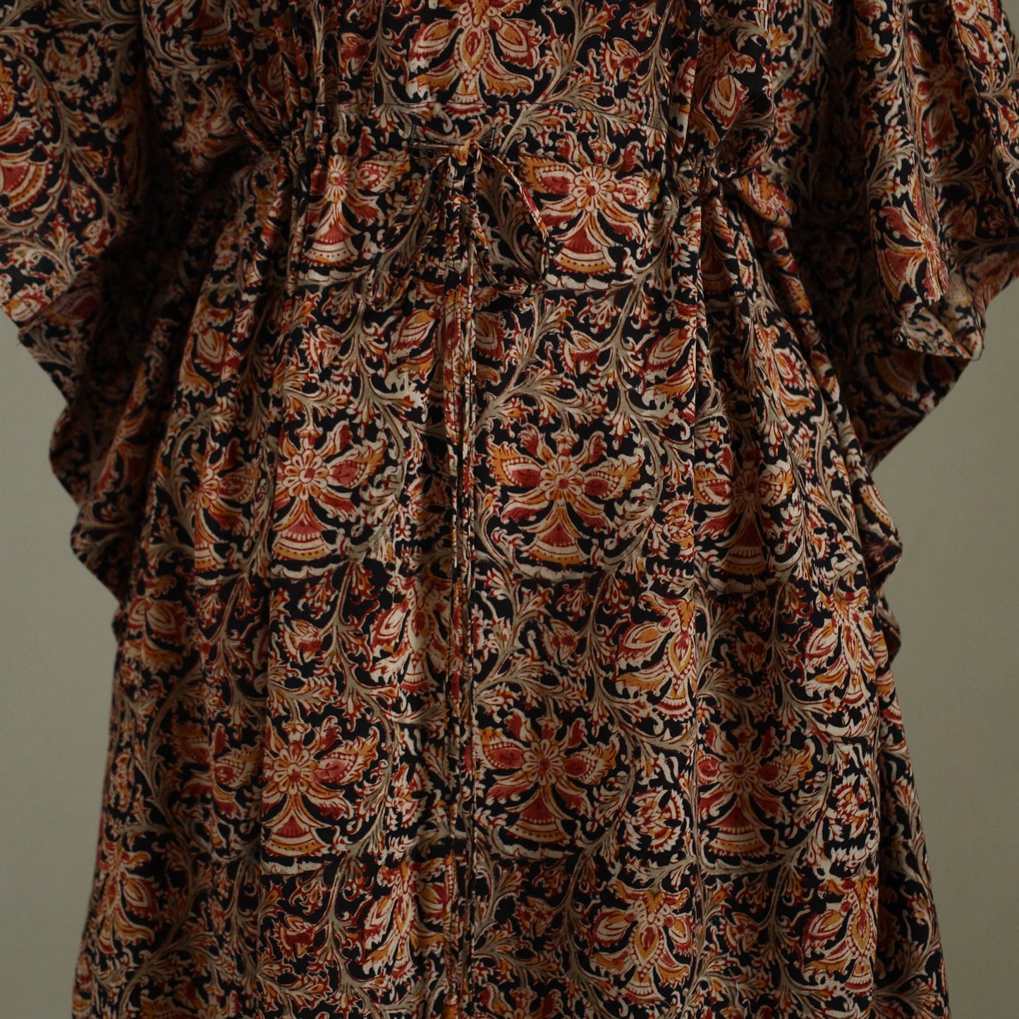 Brown - kalamkari cotton kaftan (long) 62 - handcrafted