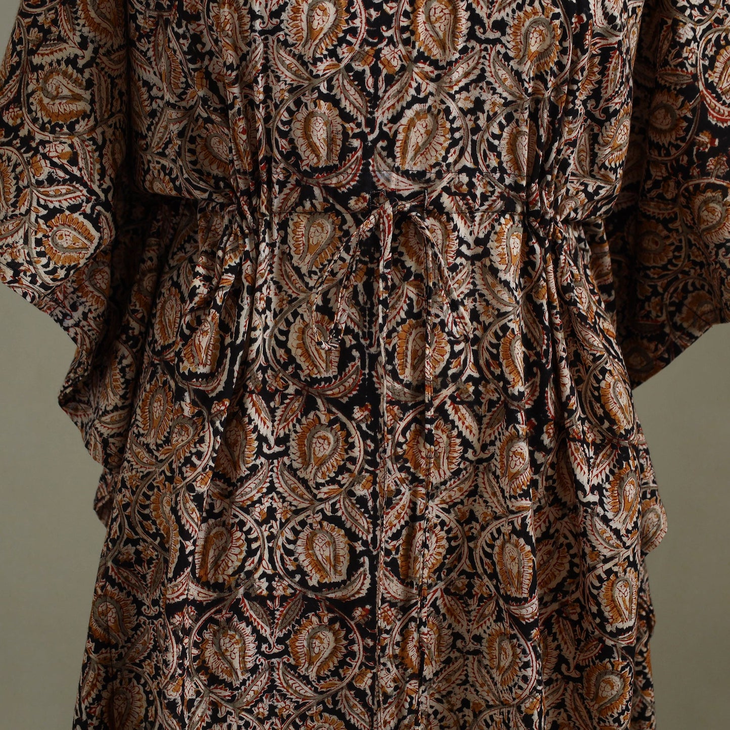 Brown - kalamkari cotton kaftan (long) 66 - handcrafted