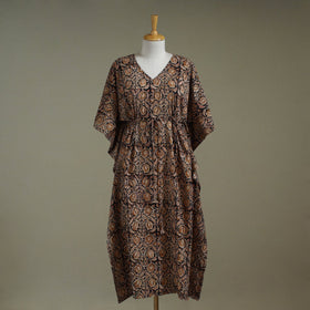 Brown - kalamkari cotton kaftan (long) 66 - handcrafted