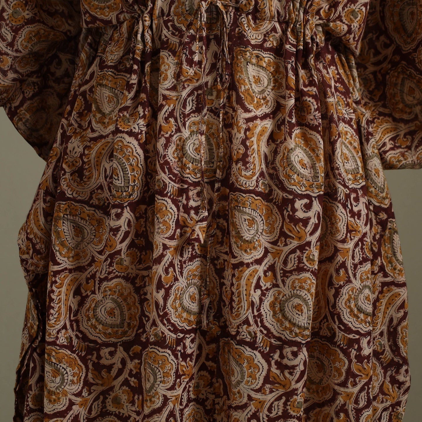 Brown - kalamkari cotton kaftan (long) 72 - handcrafted