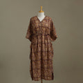 Brown - kalamkari cotton kaftan (long) 72 - handcrafted