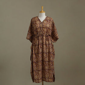 Brown - kalamkari cotton kaftan (long) 72 - handcrafted