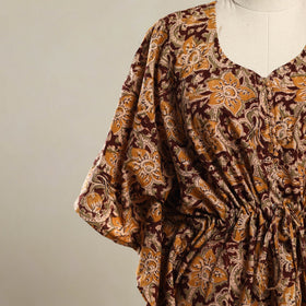 Brown Kalamkari Block Print Cotton Kaftan (Short)