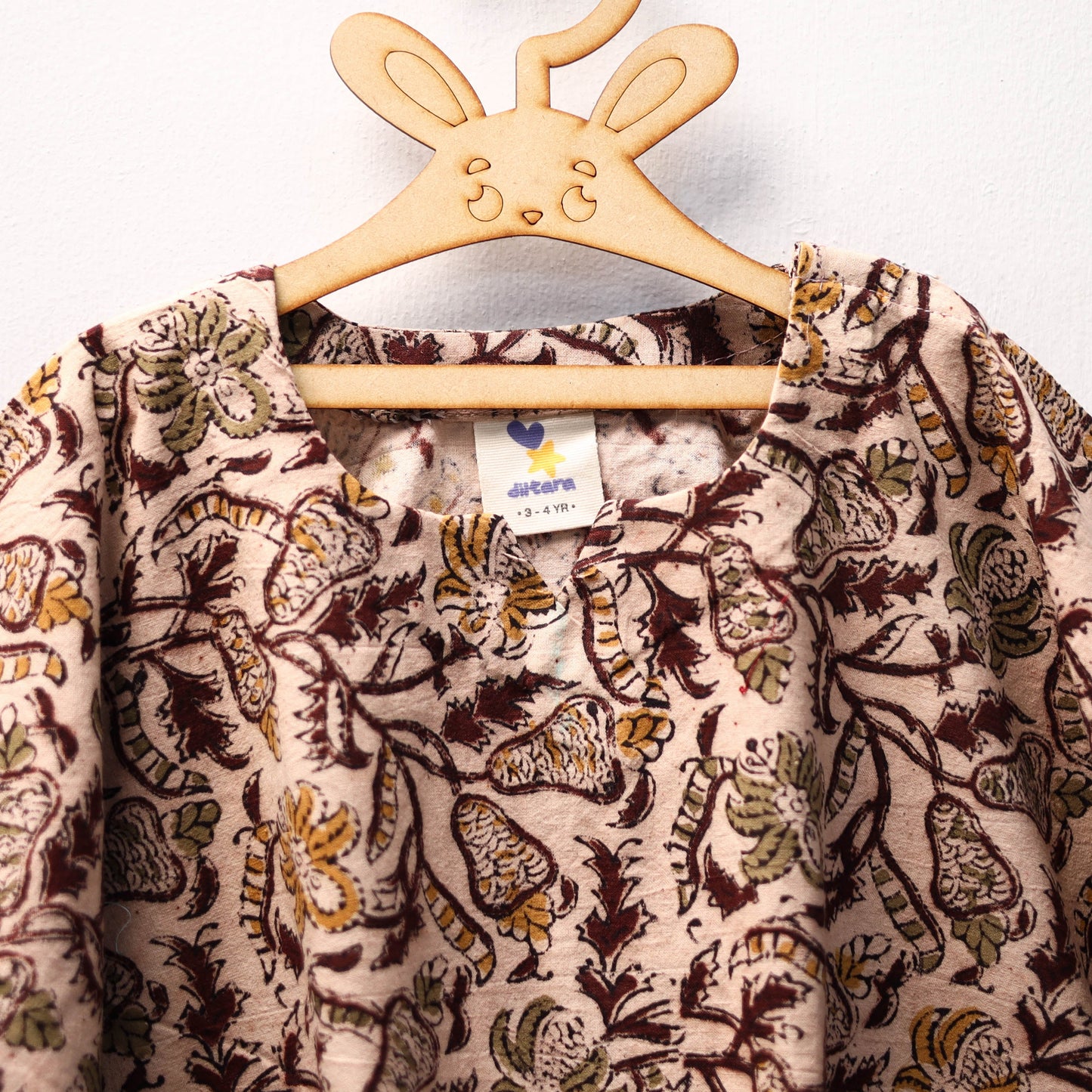 Brown - kalamkari cotton kids kaftan (3-4 years) 58