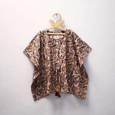 Brown - kalamkari cotton kids kaftan (3-4 years) 58