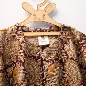 Brown Kalamkari Block Print Cotton Kids Kaftan (3-4 Years)