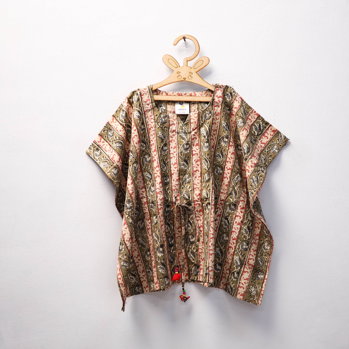 Brown Kalamkari Block Print Cotton Kids Kaftan (3-4 Years)